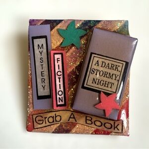 Book Pins By Lucinda Dark Stormy Night Mystery Book Literary Brooch Grab A Book